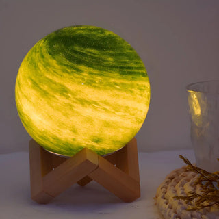 Modern Glass Moon Globe Wooden Base Decor Table Lamp Zawala Image - 17