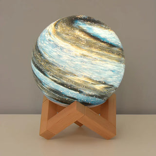 Modern Glass Moon Globe Wooden Base Decor Table Lamp Zawala Image - 2