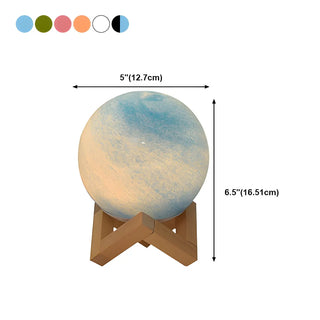 Modern Glass Moon Globe Wooden Base Decor Table Lamp Zawala #size