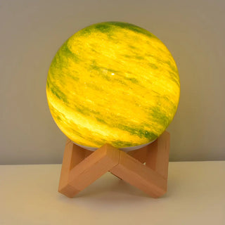 Modern Glass Moon Globe Wooden Base Decor Table Lamp Zawala Image - 3