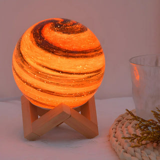 Modern Glass Moon Globe Wooden Base Decor Table Lamp Zawala Image - 5