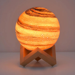 Modern Glass Moon Globe Wooden Base Decor Table Lamp Zawala Image - 6