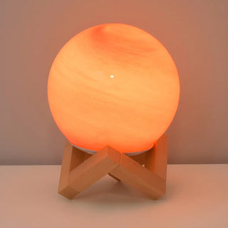 Modern Glass Moon Globe Wooden Base Decor Table Lamp Zawala Image - 9