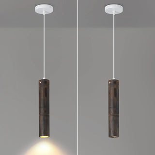 ZOWALA - Modern Cylindrical Bamboo Pendant Light Living Room Brown Image - 14