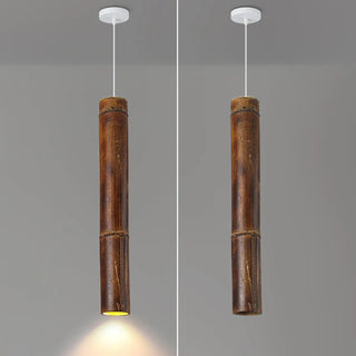 ZOWALA - Modern Cylindrical Bamboo Pendant Light Living Room Brown Image - 17
