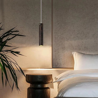 ZOWALA - Modern Cylindrical Bamboo Pendant Light Living Room Brown Image - 2