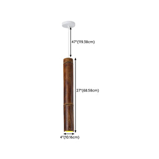 ZOWALA - Modern Cylindrical Bamboo Pendant Light Living Room Brown Image - 21
