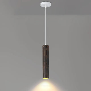 ZOWALA - Modern Cylindrical Bamboo Pendant Light Living Room Brown Image - 4
