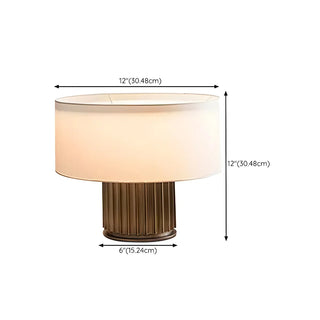 Simple Drum Shape Fabric Shade Brown Column Table Lamp Zawala #size