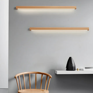 Nordic Simple Wooden Linear Wall Mounted Vanity Light Zawala Image - 15