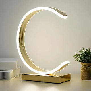 Nordic Minimalist Half Moon Aluminum LED Table Lamp Zawala Image - 10