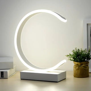 Nordic Minimalist Half Moon Aluminum LED Table Lamp Zawala Image - 11
