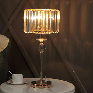 Stylish Crystal Drum Shade Champagne Decor Table Lamp Zawala Image - 1