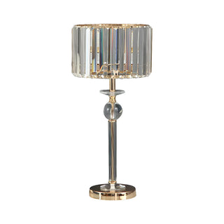 Stylish Crystal Drum Shade Champagne Decor Table Lamp Zawala Image - 3