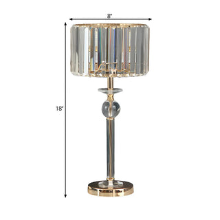 Stylish Crystal Drum Shade Champagne Decor Table Lamp Zawala Image - 4