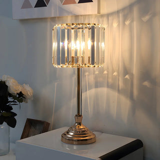 Stylish Crystal Drum Shade Champagne Decor Table Lamp Zawala Image - 5