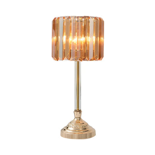 Stylish Crystal Drum Shade Champagne Decor Table Lamp Zawala Image - 8