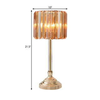 Stylish Crystal Drum Shade Champagne Decor Table Lamp Zawala Image - 9