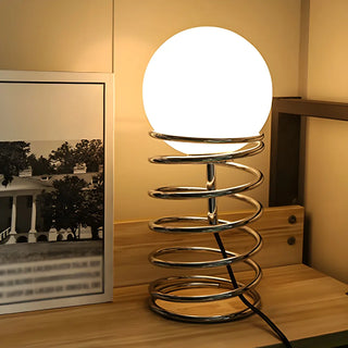 Simple Globe Shade Silver Spiral Metal Decor Table Lamp Zawala Image - 1
