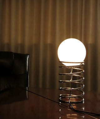 Simple Globe Shade Silver Spiral Metal Decor Table Lamp Zawala Image - 10