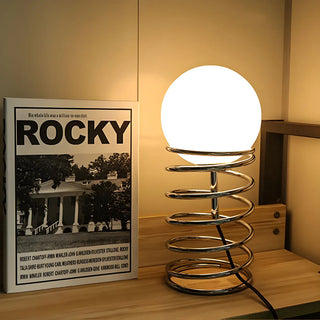 Simple Globe Shade Silver Spiral Metal Decor Table Lamp Zawala Image - 2