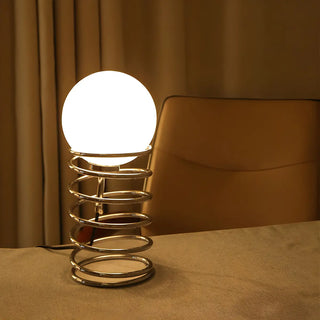 Simple Globe Shade Silver Spiral Metal Decor Table Lamp Zawala Image - 3