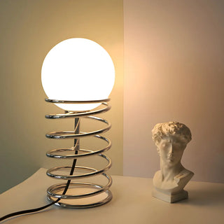 Simple Globe Shade Silver Spiral Metal Decor Table Lamp Zawala Image - 4