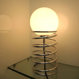 Simple Globe Shade Silver Spiral Metal Decor Table Lamp Zawala Image - 5