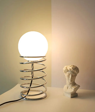 Simple Globe Shade Silver Spiral Metal Decor Table Lamp Zawala Image - 6
