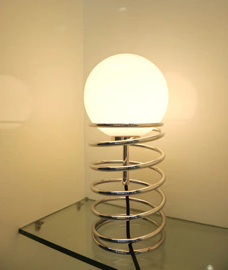 Simple Globe Shade Silver Spiral Metal Decor Table Lamp Zawala Image - 7