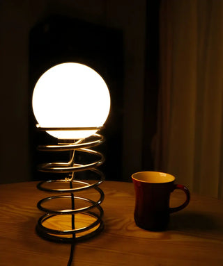 Simple Globe Shade Silver Spiral Metal Decor Table Lamp Zawala Image - 8