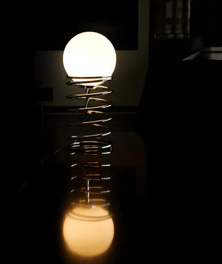 Simple Globe Shade Silver Spiral Metal Decor Table Lamp Zawala Image - 9