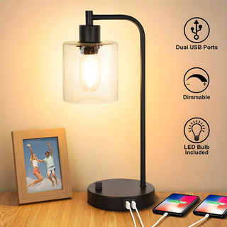 ZOWALA - Simple Clear Glass Column Table Lamp Image - 2