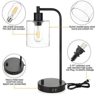 ZOWALA - Simple Clear Glass Column Table Lamp Image - 4