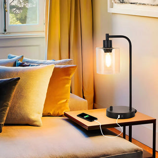 ZOWALA - Simple Clear Glass Column Table Lamp Image - 6
