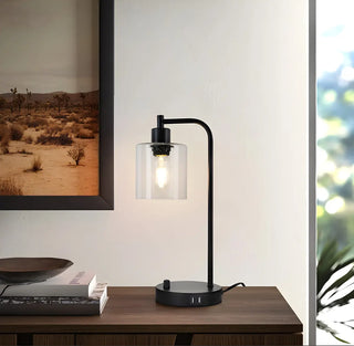 ZOWALA - Simple Clear Glass Column Table Lamp Image - 9