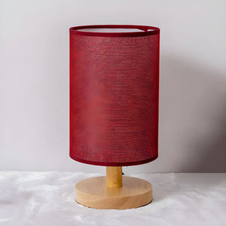Simple Cylindrical Fabric Shade Wooden Base Table Lamp Zawala Image - 11
