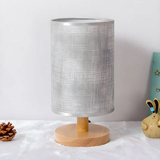 Simple Cylindrical Fabric Shade Wooden Base Table Lamp Zawala Image - 15