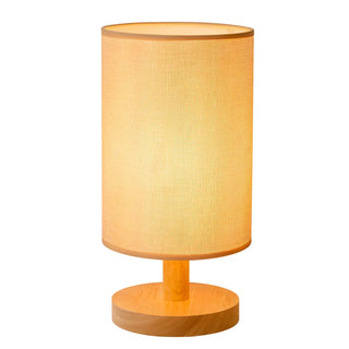 Simple Cylindrical Fabric Shade Wooden Base Table Lamp Zawala Image - 19