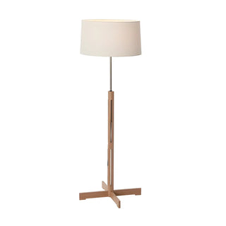 Simple Fabric Cylinder Shade Wooden Base Floor Lamp Zawala Image - 10