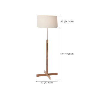Simple Fabric Cylinder Shade Wooden Base Floor Lamp Zawala Image - 13
