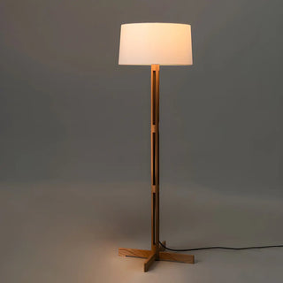 Simple Fabric Cylinder Shade Wooden Base Floor Lamp Zawala Image - 3