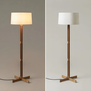 Simple Fabric Cylinder Shade Wooden Base Floor Lamp Zawala Image - 7