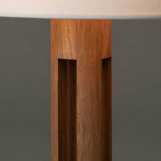 Simple Fabric Cylinder Shade Wooden Base Floor Lamp Zawala Image - 9