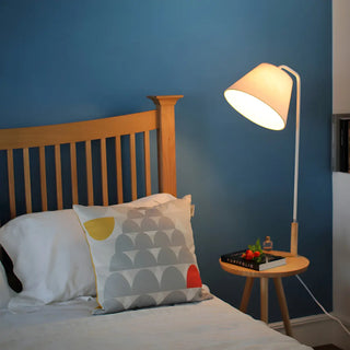 Simple Barrel Wooden Base Floor Lamp with Side Table Zawala Image - 10