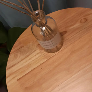 Simple Barrel Wooden Base Floor Lamp with Side Table Zawala Image - 5