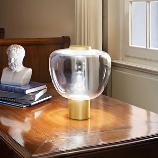 Simple Pink Geometric Glass Metal  Base Table Lamp Zawala Image - 5