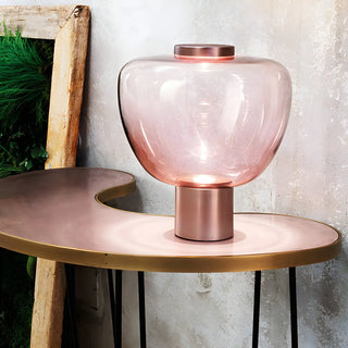 Simple Pink Geometric Glass Metal  Base Table Lamp Zawala Image - 6