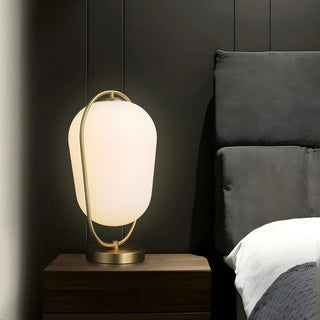 Simple Geometric Glass Shade Metal Frame Table Lamp Zawala Image - 3