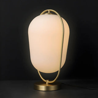 Simple Geometric Glass Shade Metal Frame Table Lamp Zawala Image - 8